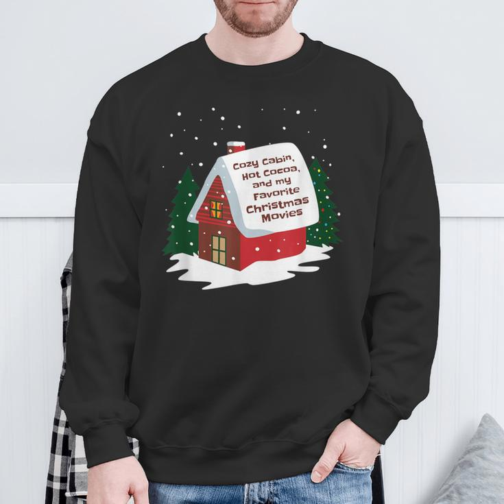 Cozy Cabin Hot Cocoa And My Favorite Christmas Movie Sweatshirt Gifts for Old Men