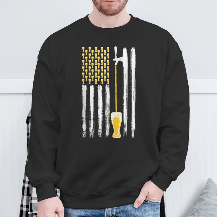 Craft Beer American Flag Usa 4Th July Alcohol Brew Brewery Sweatshirt Gifts for Old Men