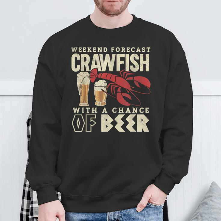 Crawfish Boil Weekend Forecast Cajun Beer Festival Sweatshirt Gifts for Old Men