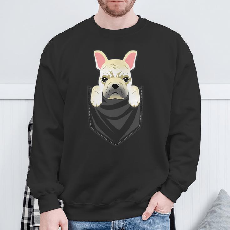 Cream French Bulldog Pocket Graphic Dog Sweatshirt Gifts for Old Men