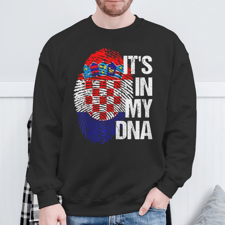 Croatia Hrvatska Flag Home Roots Fingerprint Dna Sweatshirt Geschenke für alte Männer