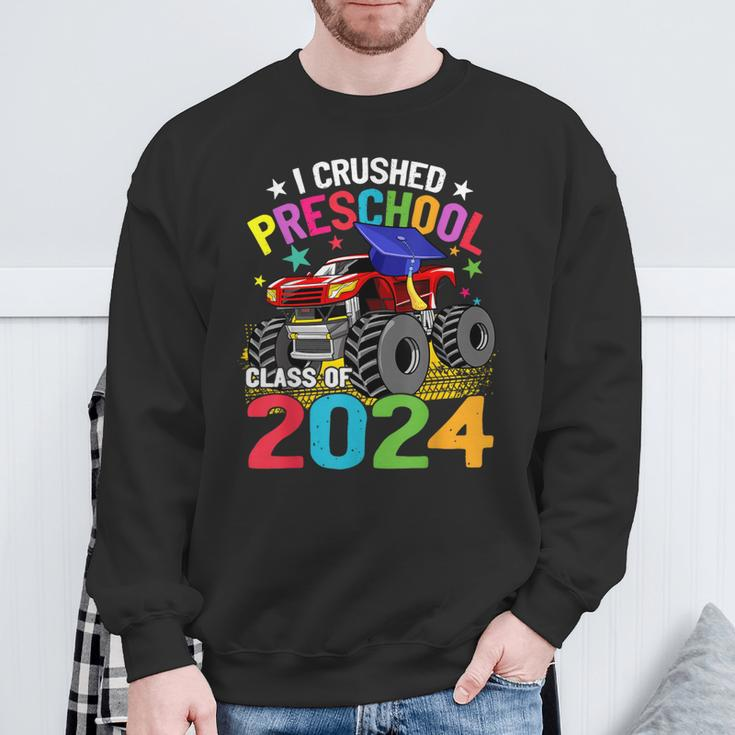 I Crushed Preschool Monster Truck Graduation Class Of 2024 Sweatshirt Gifts for Old Men