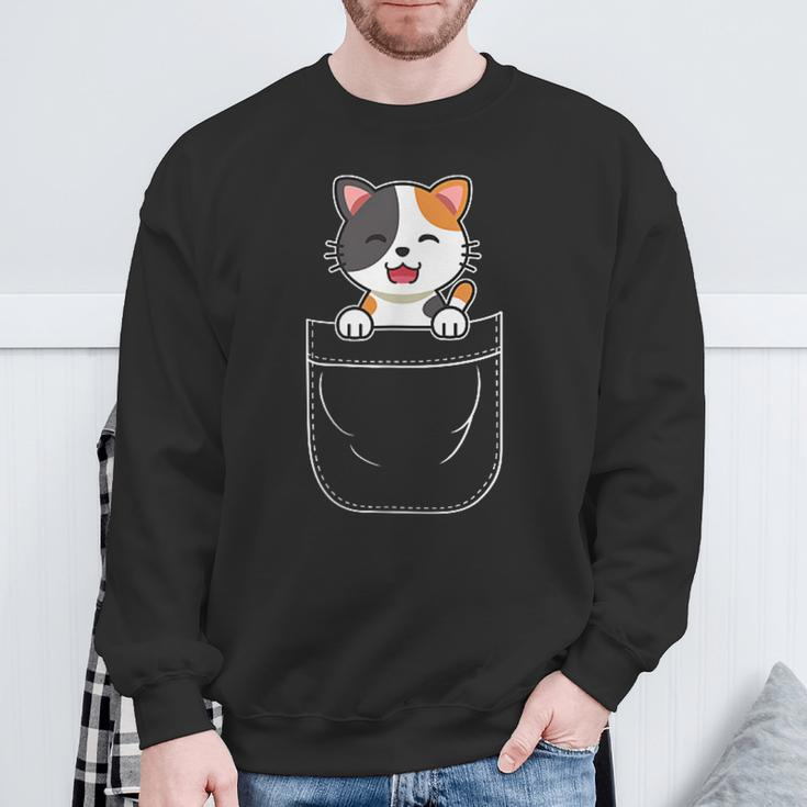 Cute Calico Cat Kitten In Pocket Sweatshirt Gifts for Old Men