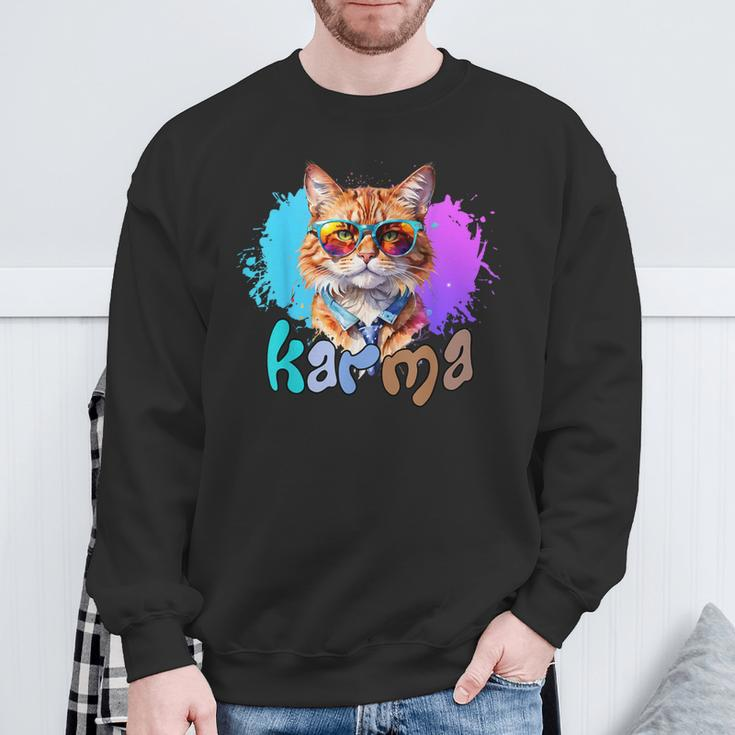 Cute Cat Lover Heart Shape Karma Sweatshirt Gifts for Old Men