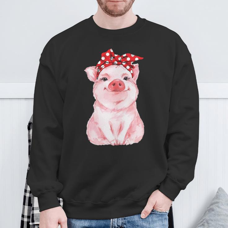 Cute Pig With Bandana Sweatshirt Gifts for Old Men