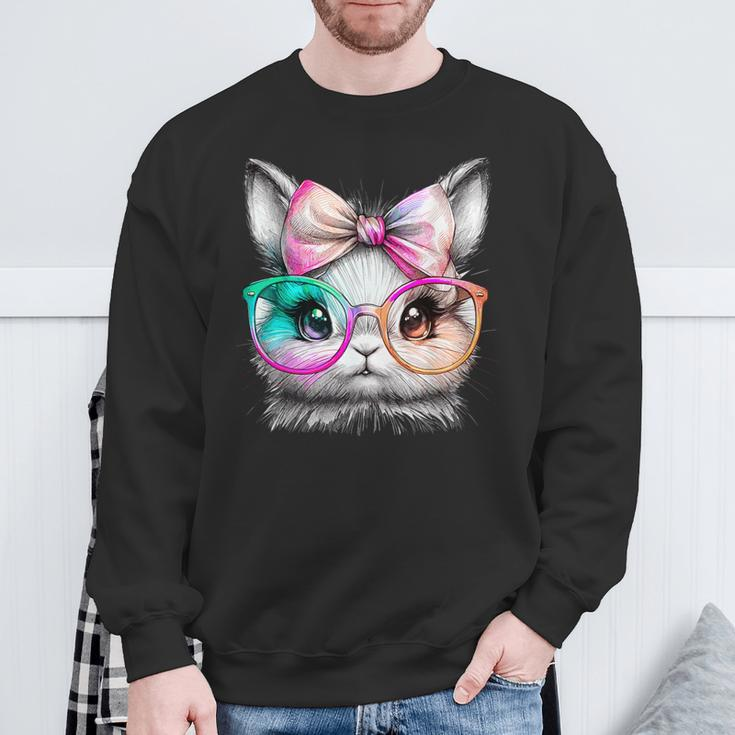 Cute Rabbit With Glasses Tie-Dye Easter Day Bunny Sweatshirt Gifts for Old Men