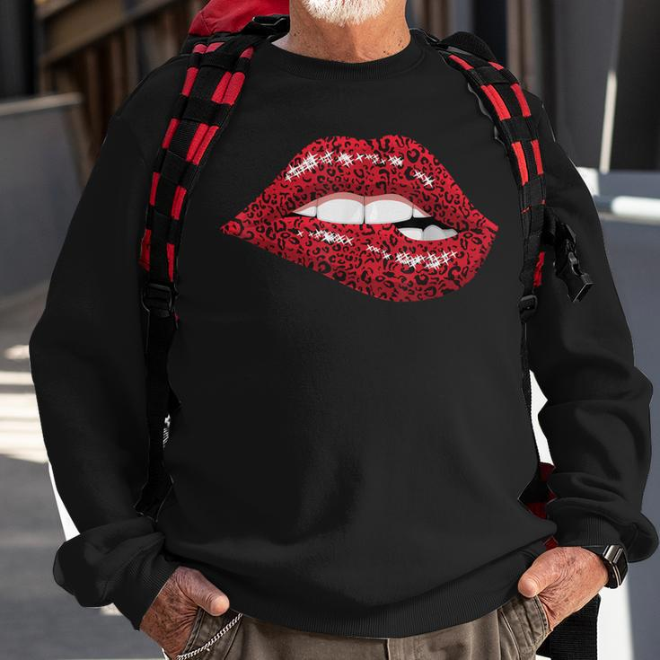 Cute Red Lips Kiss Me Leopard Cheetah Print Sexy Lips Sweatshirt Gifts for Old Men