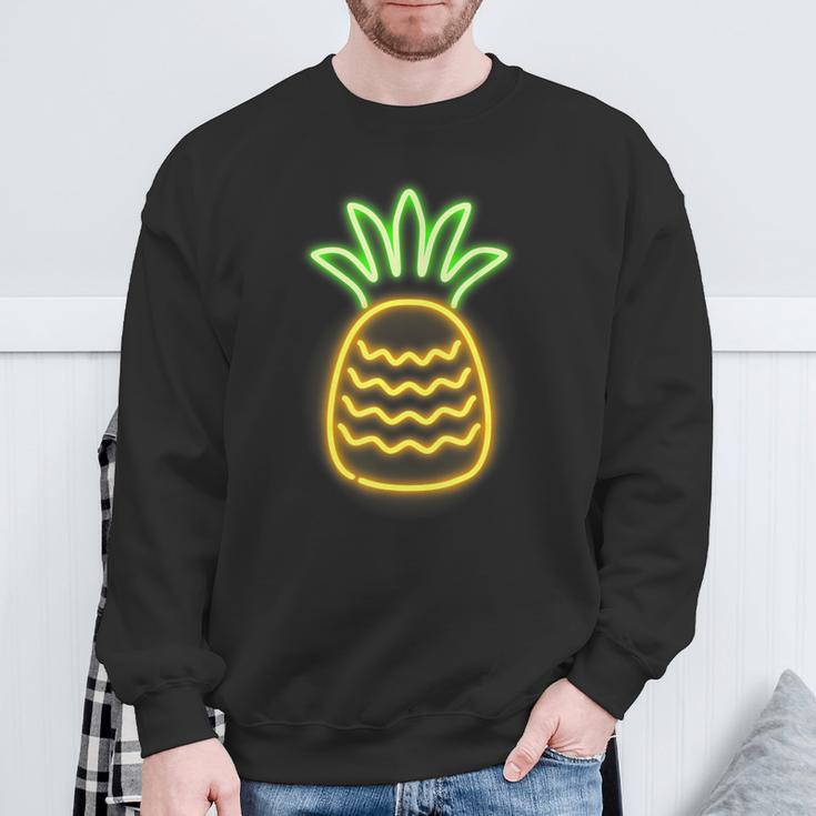 Cute Retro Neon Pineapple For Hawaiian Beaches Sweatshirt Gifts for Old Men