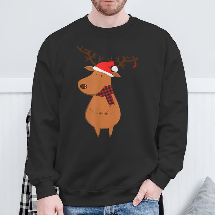 Cute Santa Deer Ugly Christmas Sweater Reindeer Sweatshirt Gifts for Old Men