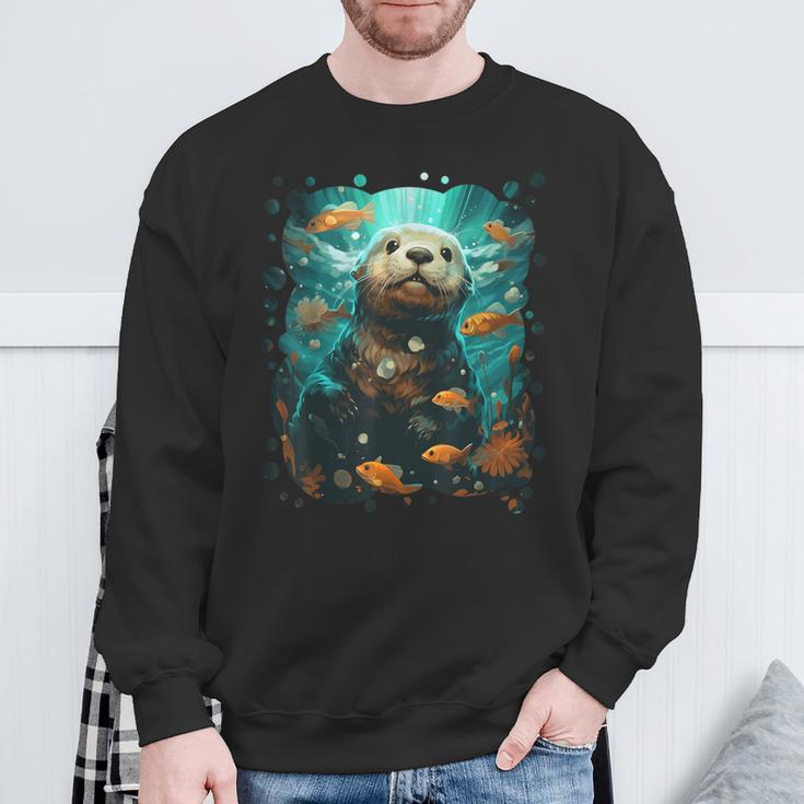 Cute Sea Otter Animal Nature Lovers Graphic Sweatshirt Gifts for Old Men