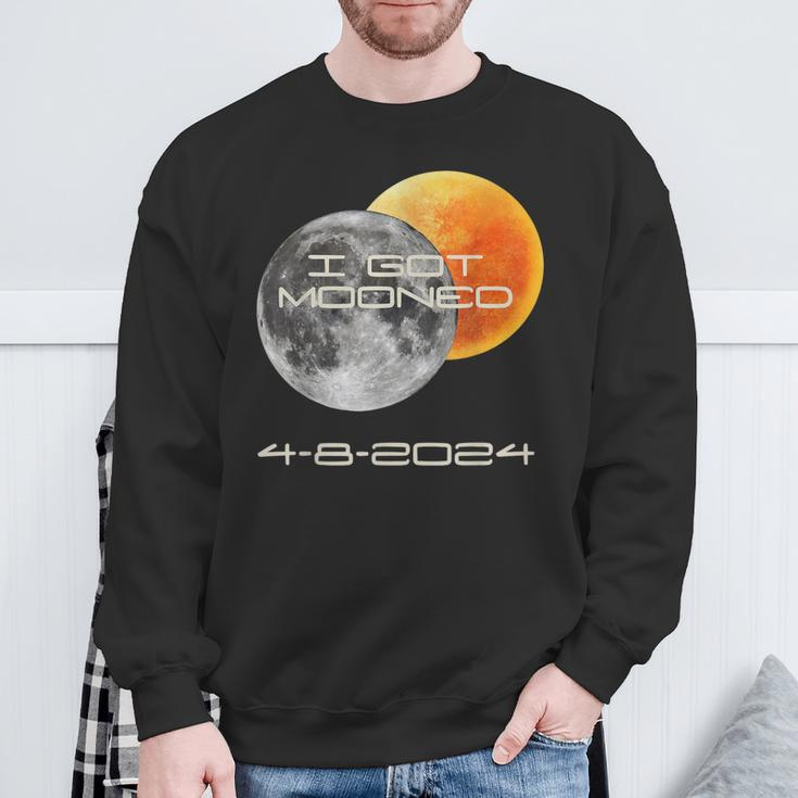 Cute Totality Solar Eclipse 2024 I Got Mooned April 8Th 2024 Sweatshirt Gifts for Old Men