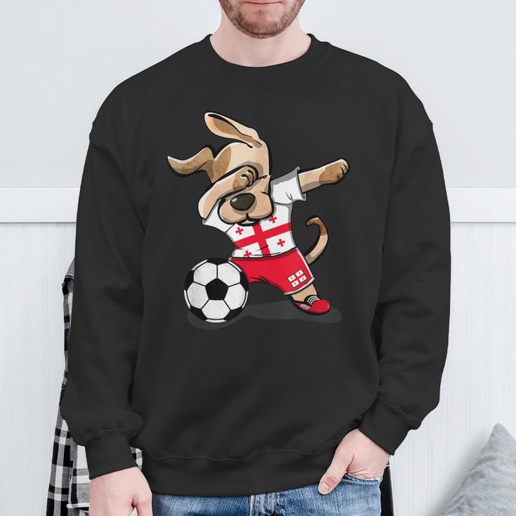 Dabbing Dog Georgia Football Georgian Flag Football Sweatshirt Geschenke für alte Männer