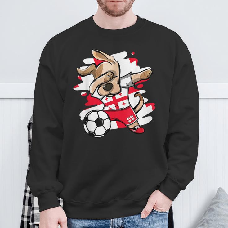 Dabbing Dog Georgia Fußballfans Trikot Georgian Football Sweatshirt Geschenke für alte Männer