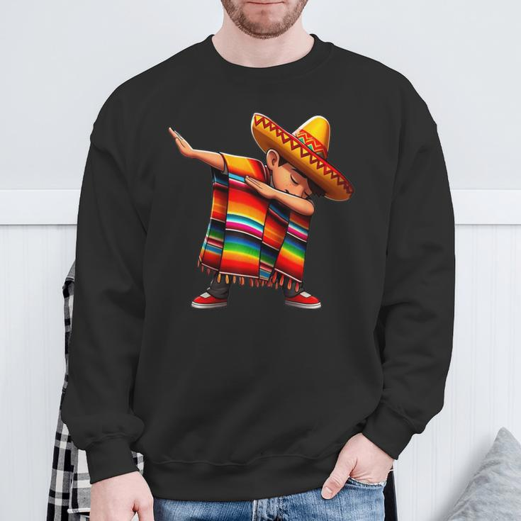 Dabbing Mexican Poncho Cinco De Mayo Boys Sombrero Dab Sweatshirt Gifts for Old Men