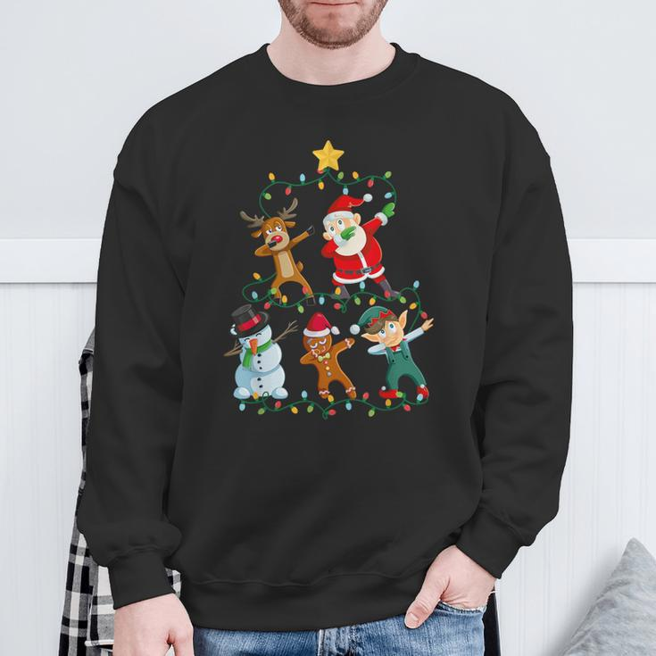 Dabbing Santa Elf Santa Reindeer Xmas Short Sleeve Black Sweatshirt Geschenke für alte Männer