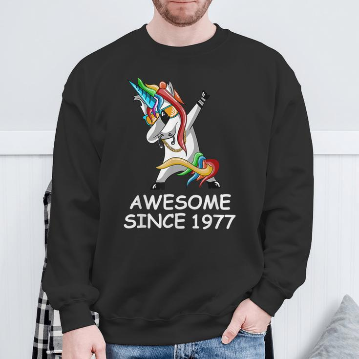 Dabbing Unicorn Awesome Since 1977 Birthday Sweatshirt Gifts for Old Men