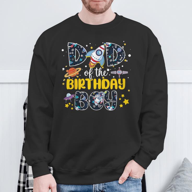 Dad Of The Birthday Boy 2Nd Outer Space Outfit Family Party Sweatshirt Gifts for Old Men