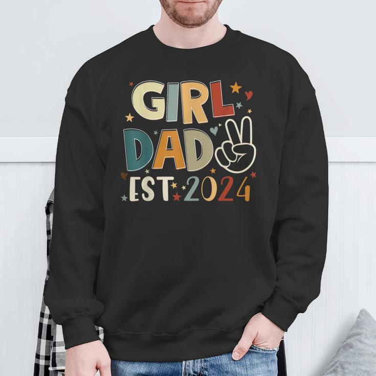 Dad Est 2024 Father And Daughter Happy Father's Day Sweatshirt Gifts for Old Men