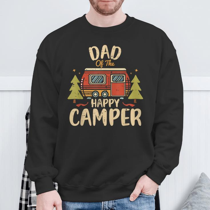 Dad Of Happy Camper 1St Birthday Party Retro Dad Sweatshirt Gifts for Old Men
