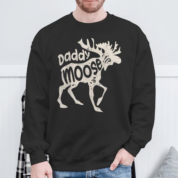 Daddy Moose Fathers Day Dad Papa Family Matching Vintage Sweatshirt Gifts for Old Men