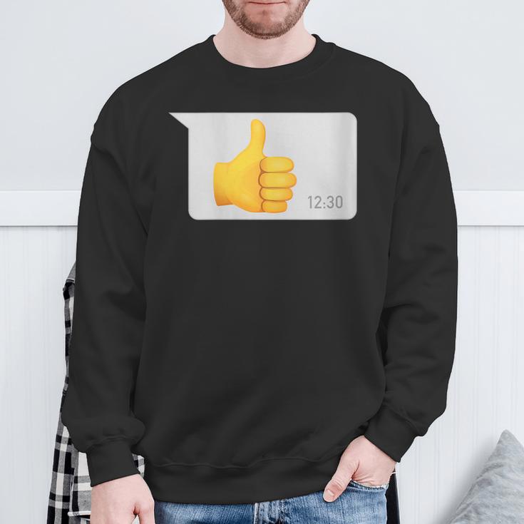 Damen Daumen Hoch X Thumbs Up -Ater Papa Nachricht Dad Message Mit-Ausschnitt Sweatshirt Geschenke für alte Männer