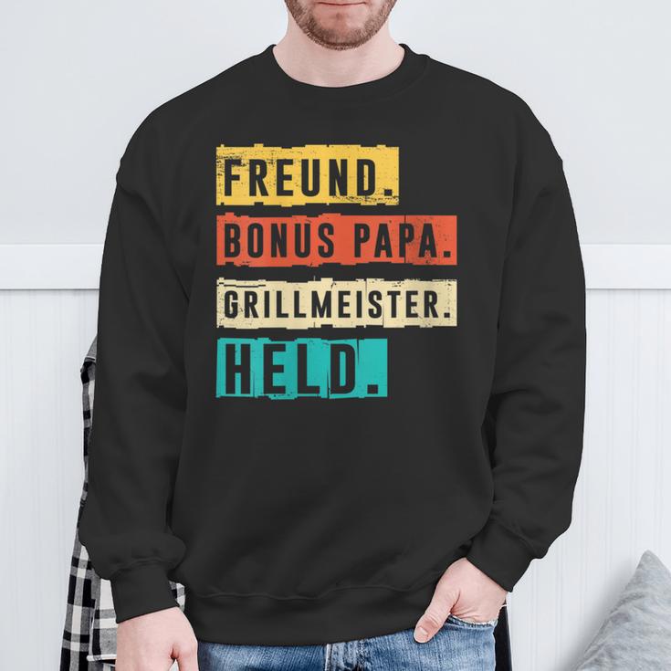 Damen Grillmeister Grillen Bonus Papa Mit-Ausschnitt Sweatshirt Geschenke für alte Männer