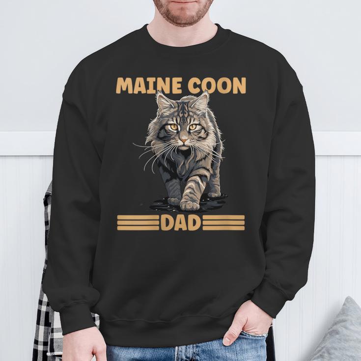 Damen Maine Coon Papa Katzenliebhaber Maine Coon Dad Mit-Ausschnitt Sweatshirt Geschenke für alte Männer