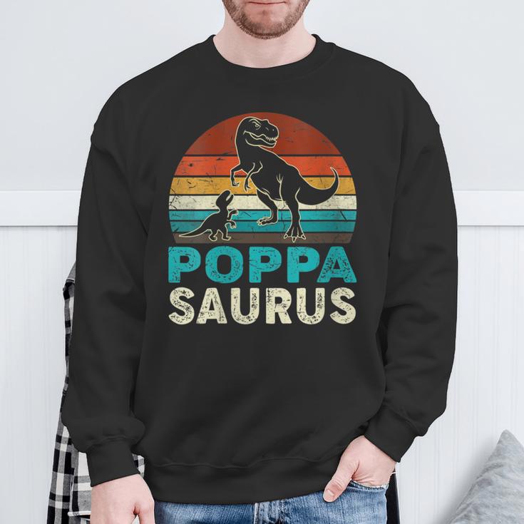 Damen Passender Familien-Poppasaurus T-Rex Dinosaurier Für Papa Opa Mit-Ausschnitt Sweatshirt Geschenke für alte Männer