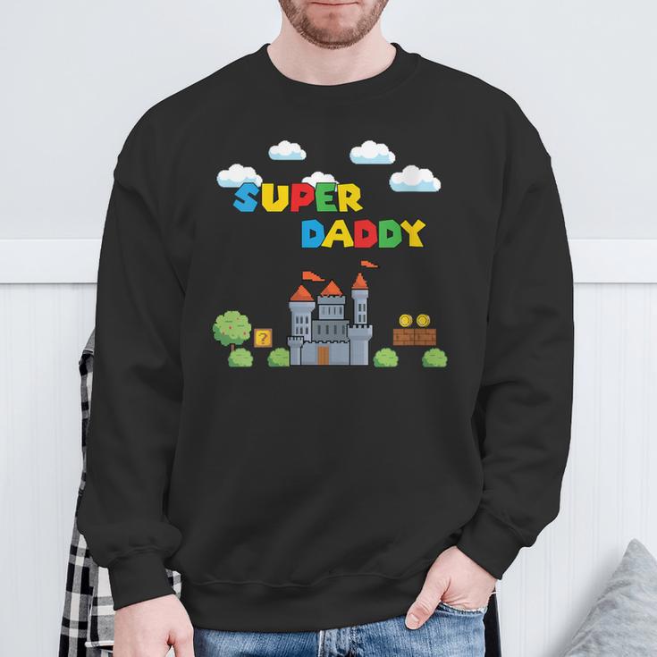 Damen Super Papa Gamer Daddy Super Daddi Mit-Ausschnitt Sweatshirt Geschenke für alte Männer