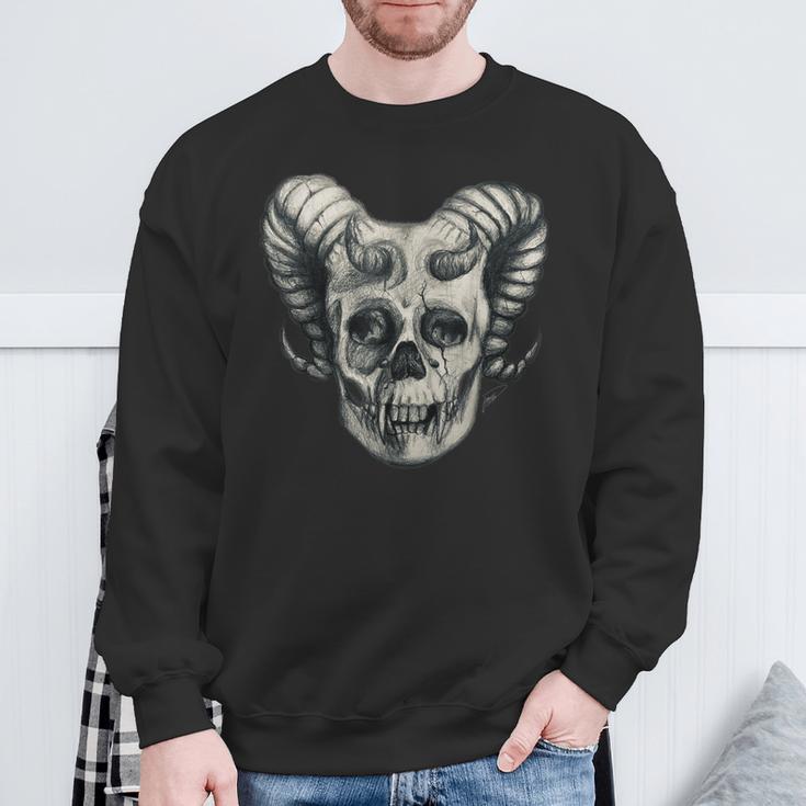 Dämonenschädel Demon Skull Totenkopf Teufel Sweatshirt Geschenke für alte Männer