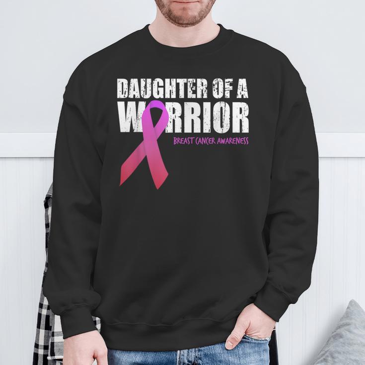 Daughter Of A Warrior Breast Cancer Awareness Supporting Mom Sweatshirt Gifts for Old Men