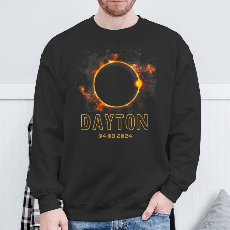 Dayton Ohio Total Solar Eclipse 2024 April 8Th Souvenir Sweatshirt Gifts for Old Men