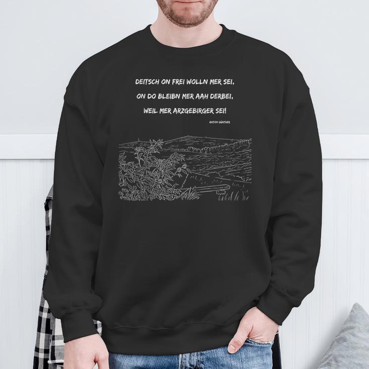 Deitsch On Frei Wolln Mer Sei Erzgebirge Arzgebirg Sweatshirt Geschenke für alte Männer