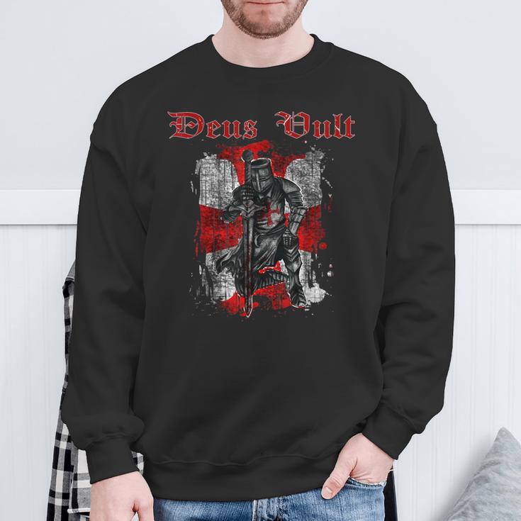 Deus Vult Knights Templar Vintage Crusader Sweatshirt Geschenke für alte Männer