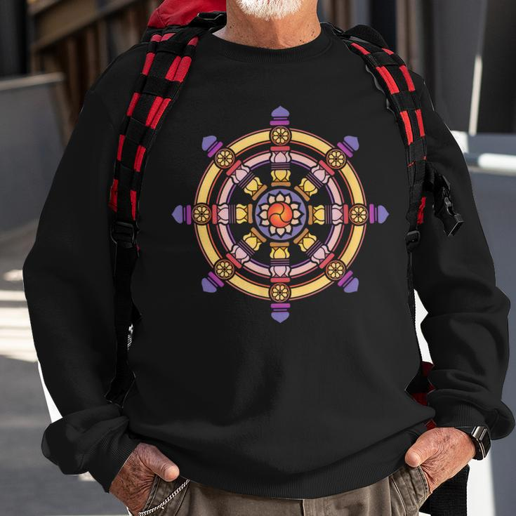 Dharma Wheel Meditation Lotus Chakra Yoga Dharmachakra Karma Sweatshirt Gifts for Old Men