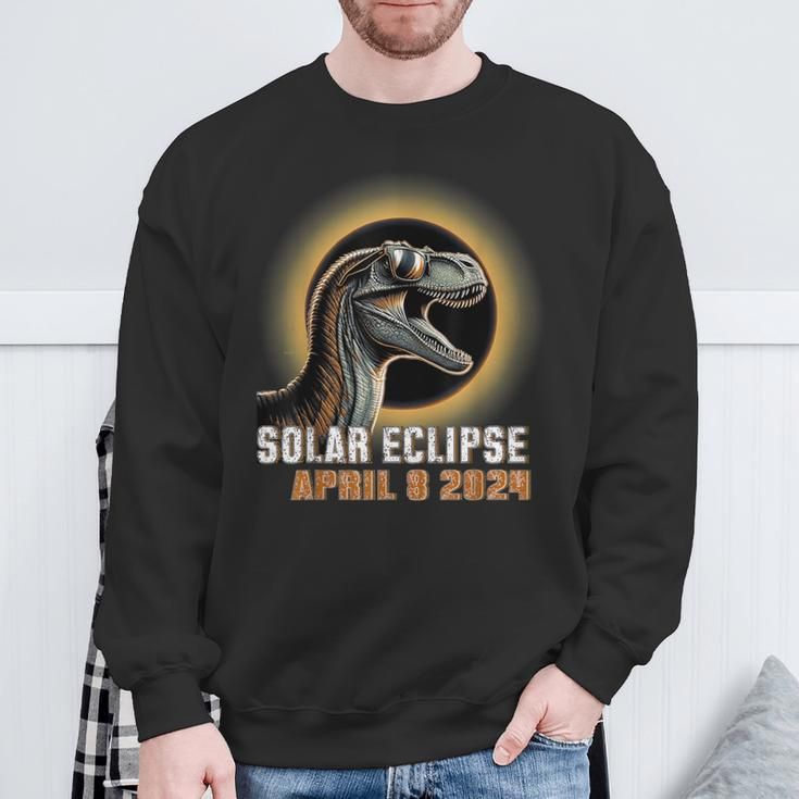Dinosaur Solar Eclipse 2024 Total Solar Eclipse Sweatshirt Gifts for Old Men