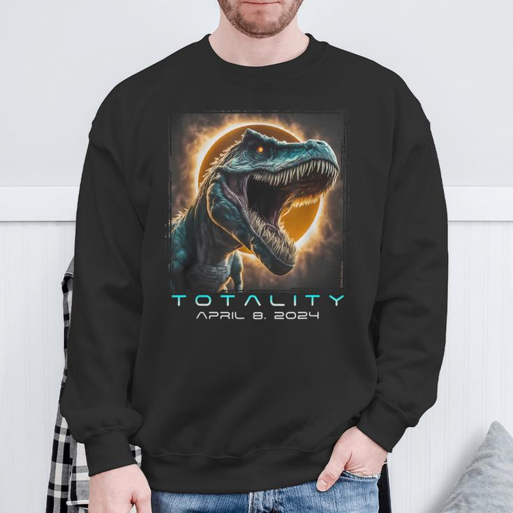 Dinosaur T-Rex Totality April 8 2024 Total Solar Eclipse Sweatshirt Gifts for Old Men