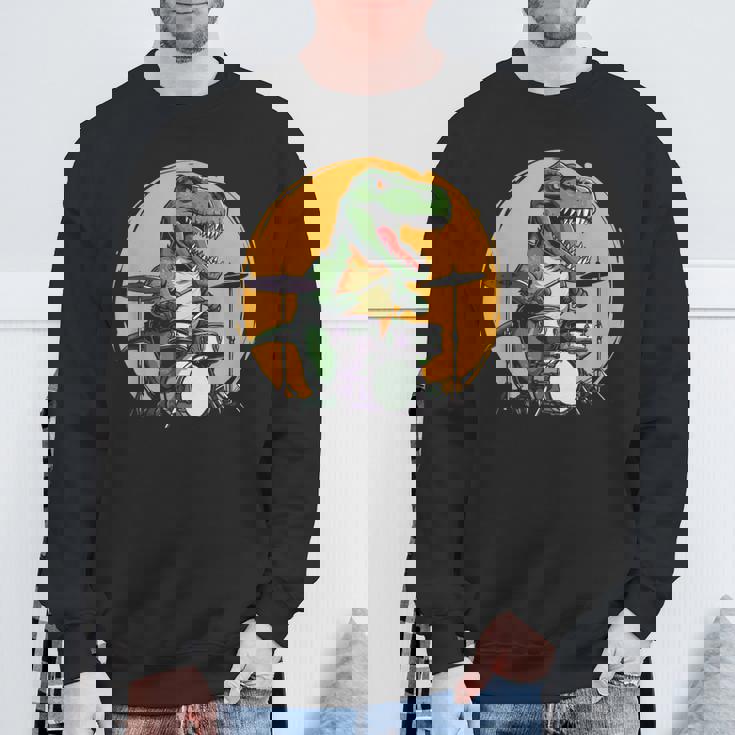 Dinosaurier Schlagzeuger Sweatshirt, Lustiges T-Rex Musik Motiv Geschenke für alte Männer