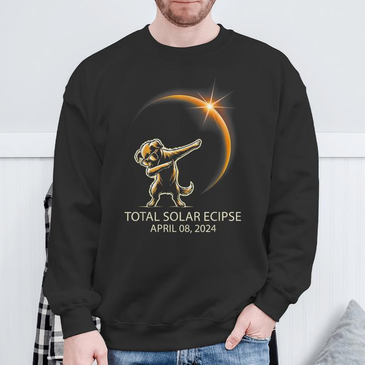 Dog Dabbing Sunglasses Total Solar Eclipse April 08 2024 Sweatshirt Gifts for Old Men