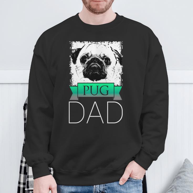 Dog Dad Pug Hunde Mops Papa Sweatshirt Geschenke für alte Männer