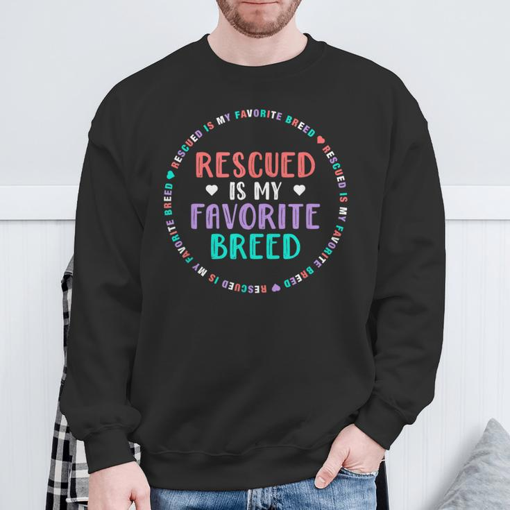 Dog Rescue For Girls Rescued Is My Favorite Breed Sweatshirt Gifts for Old Men