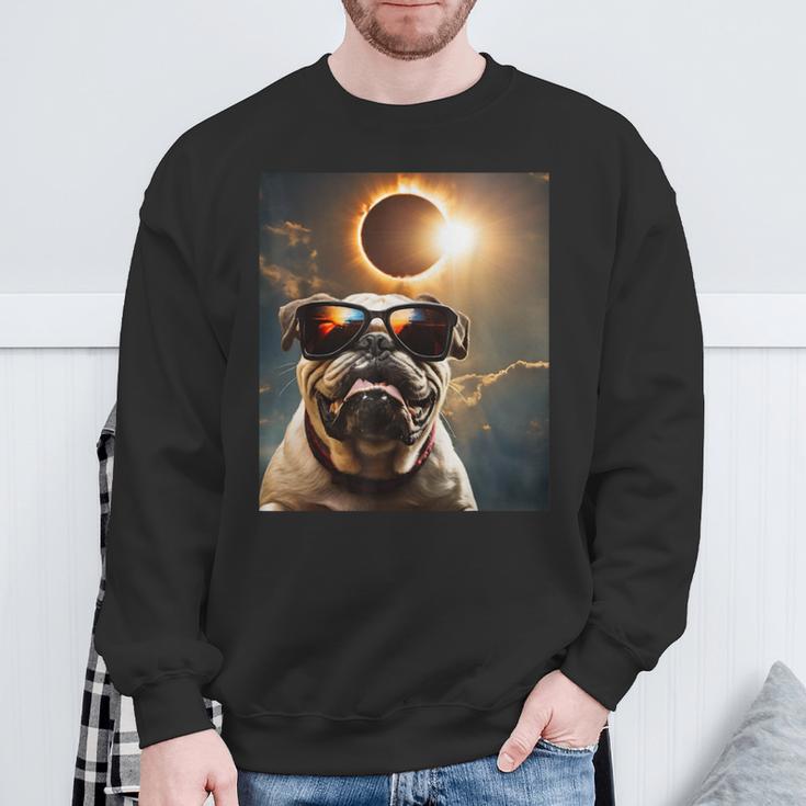 Dog Taking A Selfie With Solar 2024 Eclipse Wearing Glasses Sweatshirt Gifts for Old Men