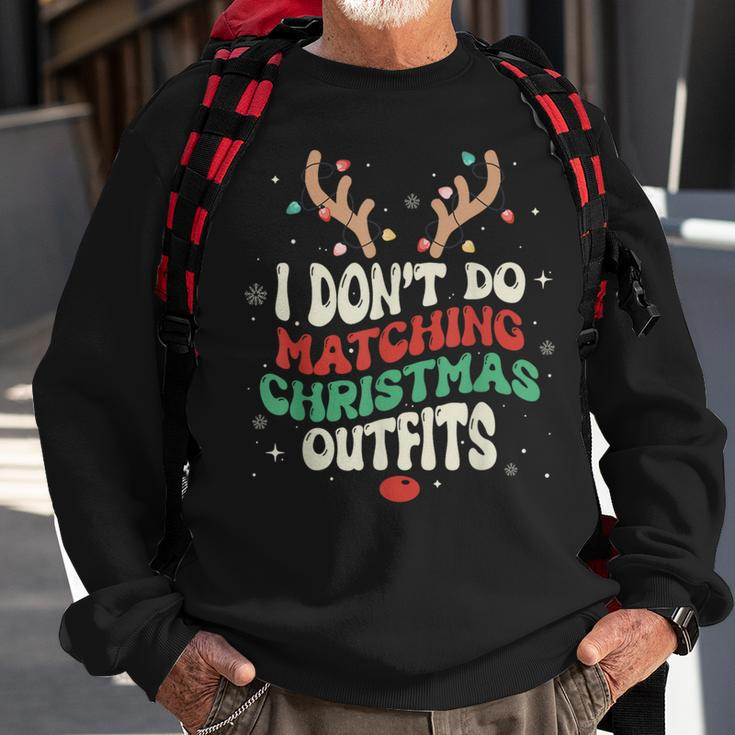 I Don't Do Matching Christmas Xmas Lights Couples Reindeer Sweatshirt Gifts for Old Men