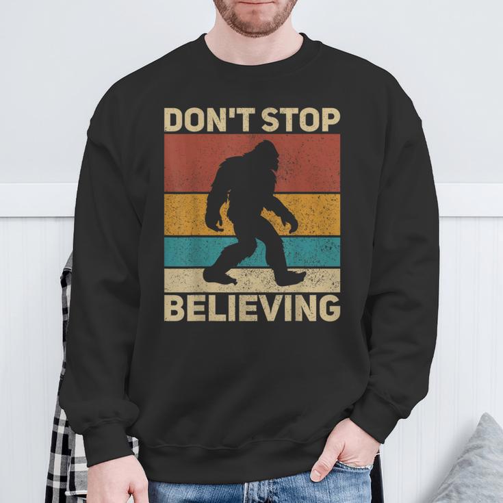 Don't Stop Believing Sasquatch Costume Big Foot Bigfoot Sweatshirt Gifts for Old Men