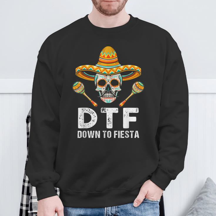 Down To Fiesta Mexican Party Skull Cinco De Mayo Sweatshirt Gifts for Old Men