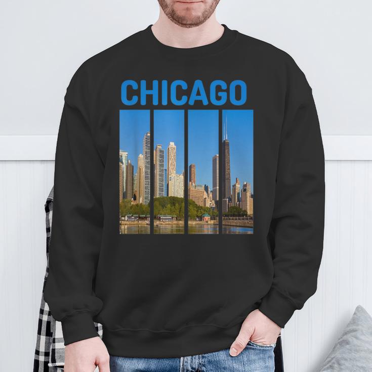 Downtown Chicago Skyline Souvenirs State Illinois Sweatshirt Gifts for Old Men