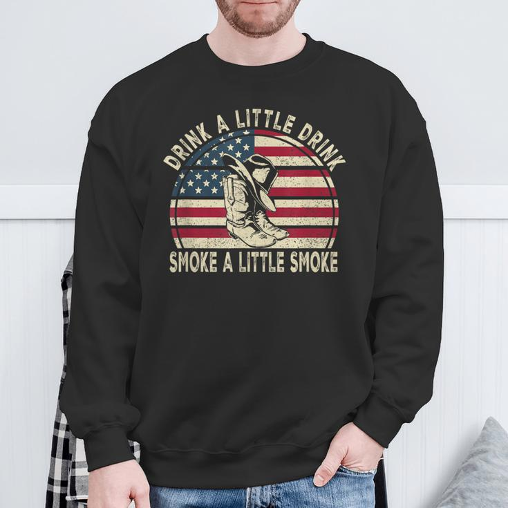 Drink A Little Drink Smoke A Little Smoke Retro Cowboy Hat Sweatshirt Gifts for Old Men