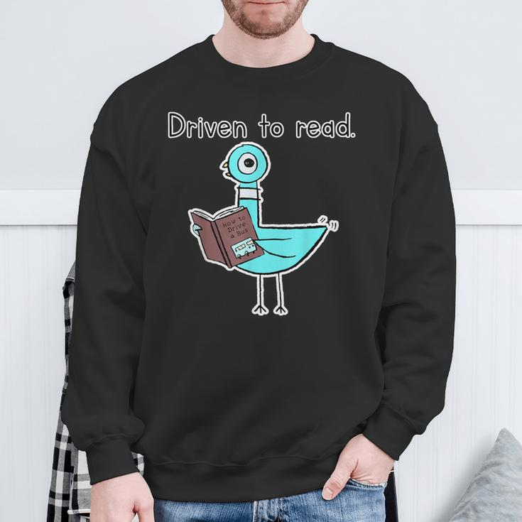 Driven To Read Pigeon Library Reading Books Reader Sweatshirt Gifts for Old Men