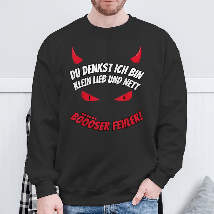 Du Tenkst Ich Bin Klein Lieb & Nett Evil Fehler Devil Horns Sweatshirt Geschenke für alte Männer