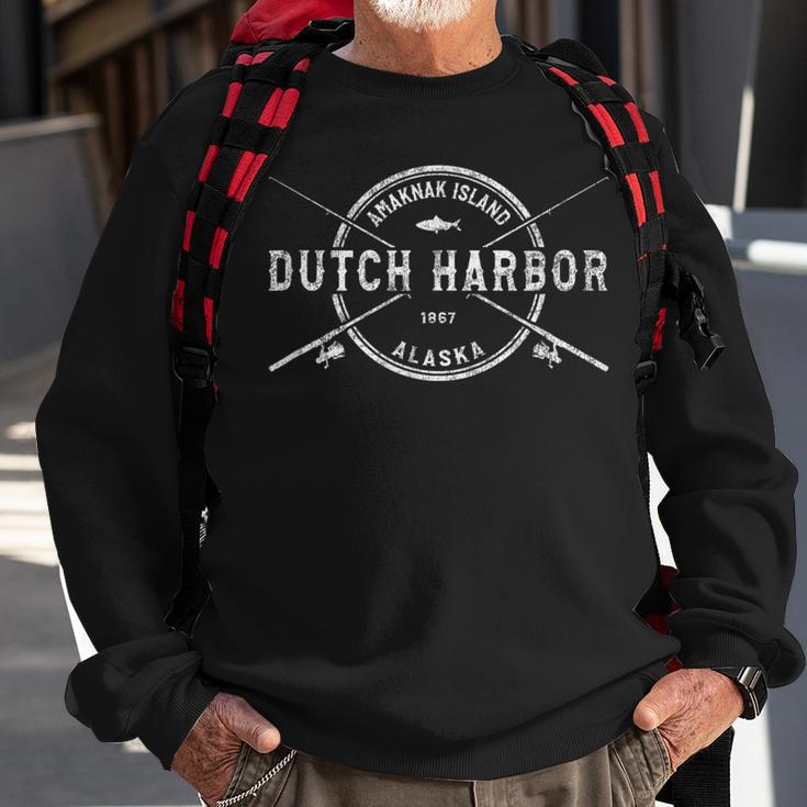 Dutch Harbor Ak Vintage Crossed Fishing Rods Sweatshirt Gifts for Old Men